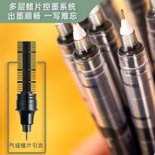 得力(deli)直液笔速干笔签字笔 0.5mm全针管中性笔 商务办公学生水笔走珠笔 黑色 12支/盒S856 