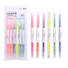 得力S627 双头荧光笔 6色 6支/盒